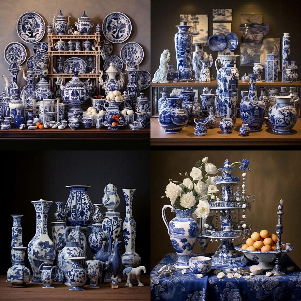 Delftware style, Midjourney V5.2, render 1 of 4