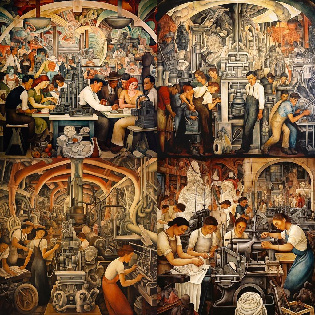 Diego Rivera style, Midjourney V5.2, render 1 of 4