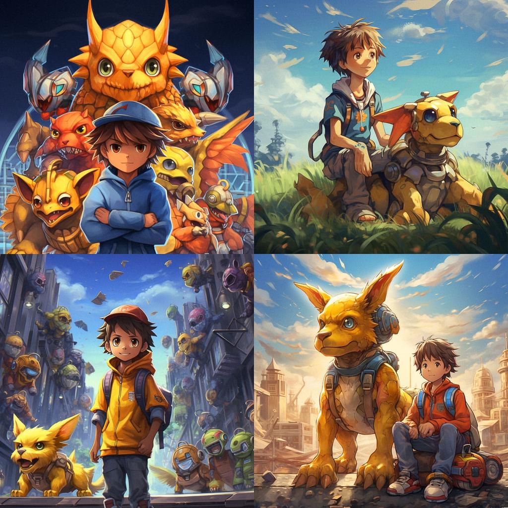Digimon style, Midjourney V5.2, render 1 of 4