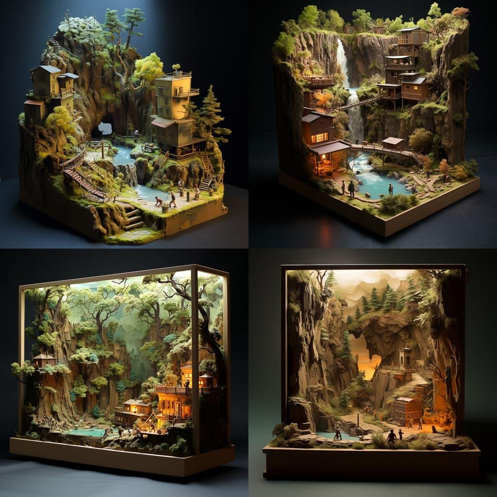 Diorama style, Midjourney V5.2, render 1 of 4
