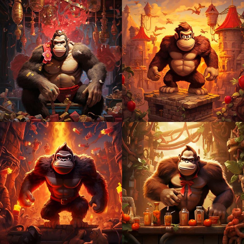 Donkey Kong style, Midjourney V5.2, render 1 of 4