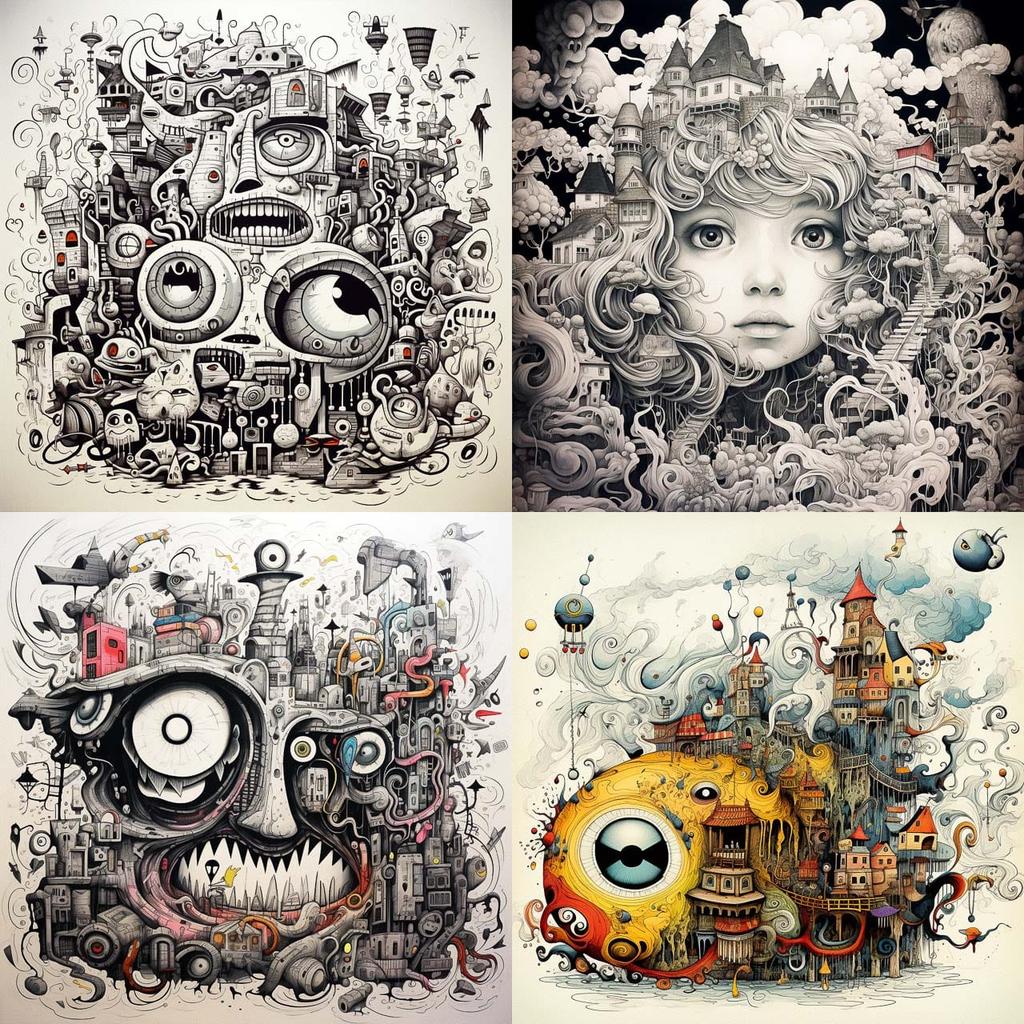 Doodle style, Midjourney V5.2, render 1 of 4