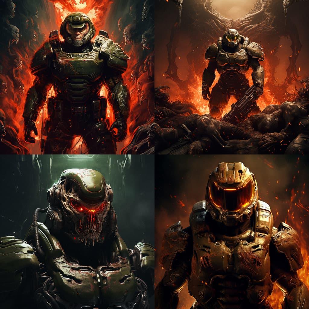 Doom style, Midjourney V5.2, render 1 of 4