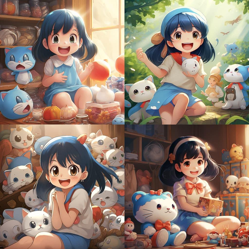 Doraemon style, Midjourney V5.2, render 1 of 4