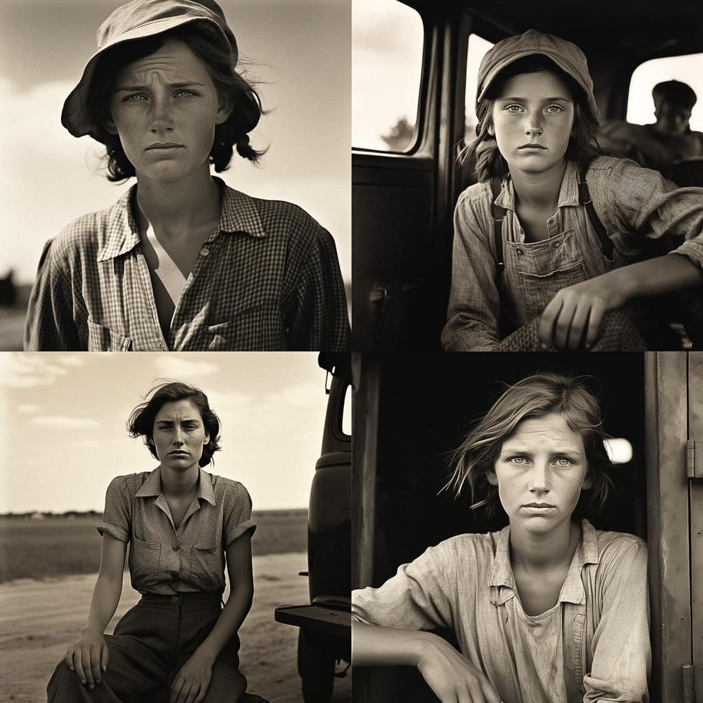 Dorothea Lange style, Midjourney V5.2, render 1 of 4