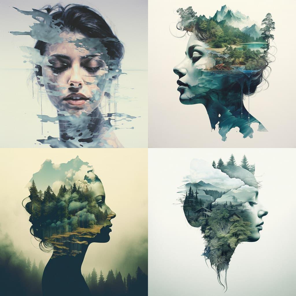 Double exposure style, Midjourney V5.2, render 1 of 4