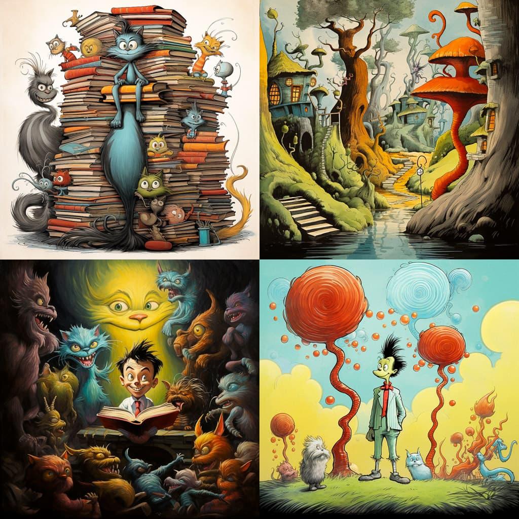 Dr. Seuss style, Midjourney V5.2, render 1 of 4