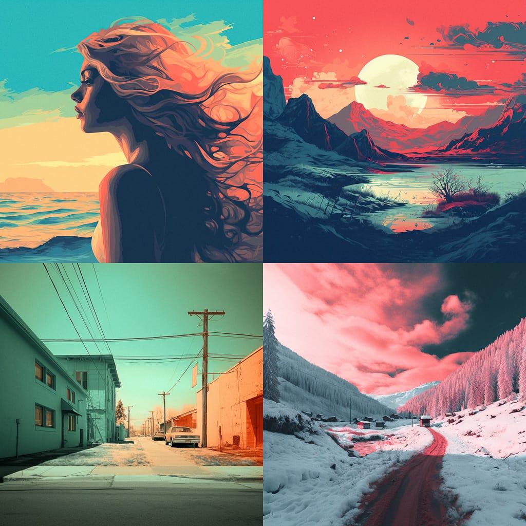Duotone colors style, Midjourney V5.2, render 1 of 4
