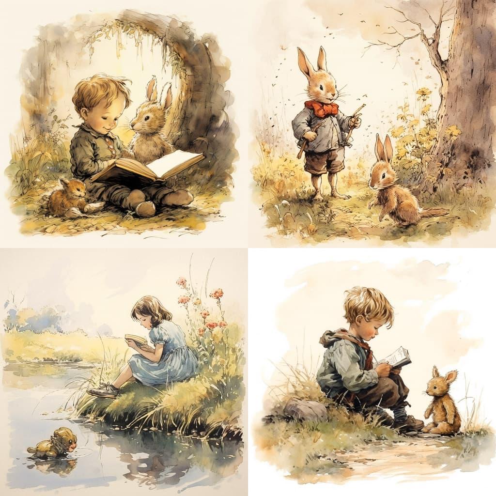 E. H. Shepard style, Midjourney V5.2, render 1 of 4
