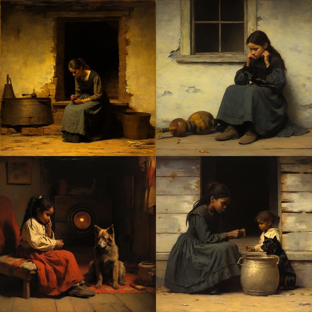 Eastman Johnson style, Midjourney V5.2, render 1 of 4