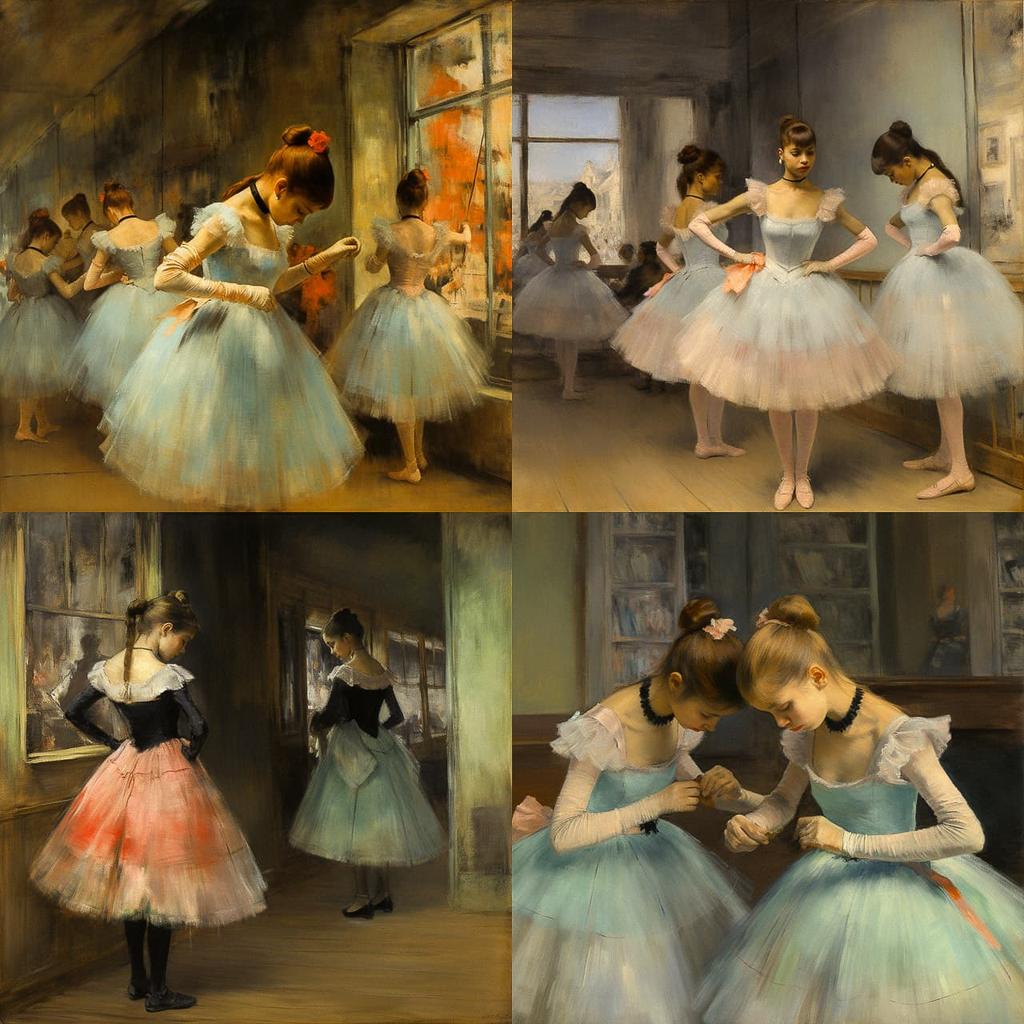 Edgar Degas style, Midjourney V5.2, render 1 of 4