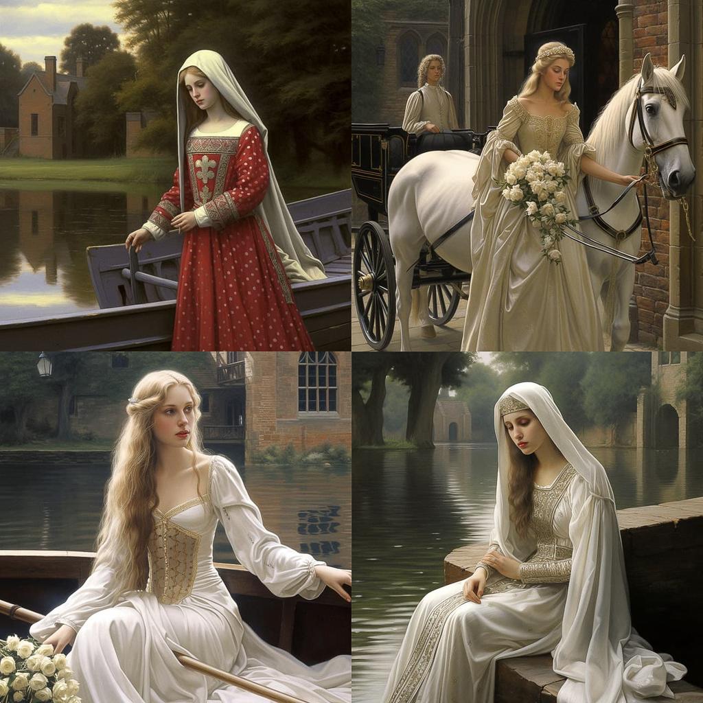 Edmund Leighton style, Midjourney V5.2, render 1 of 4