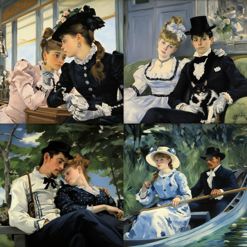 Edouard Manet style, Midjourney V5.2, render 1 of 4