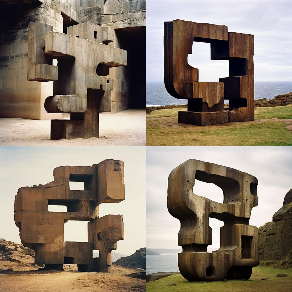 Eduardo Chillida style, Midjourney V5.2, render 1 of 4