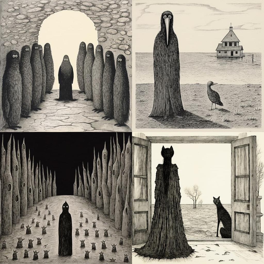 Edward Gorey style, Midjourney V5.2, render 1 of 4