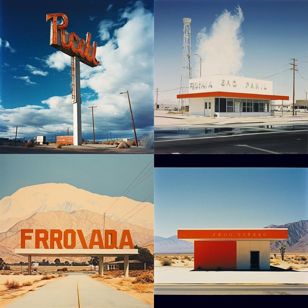 Edward Ruscha style, Midjourney V5.2, render 1 of 4