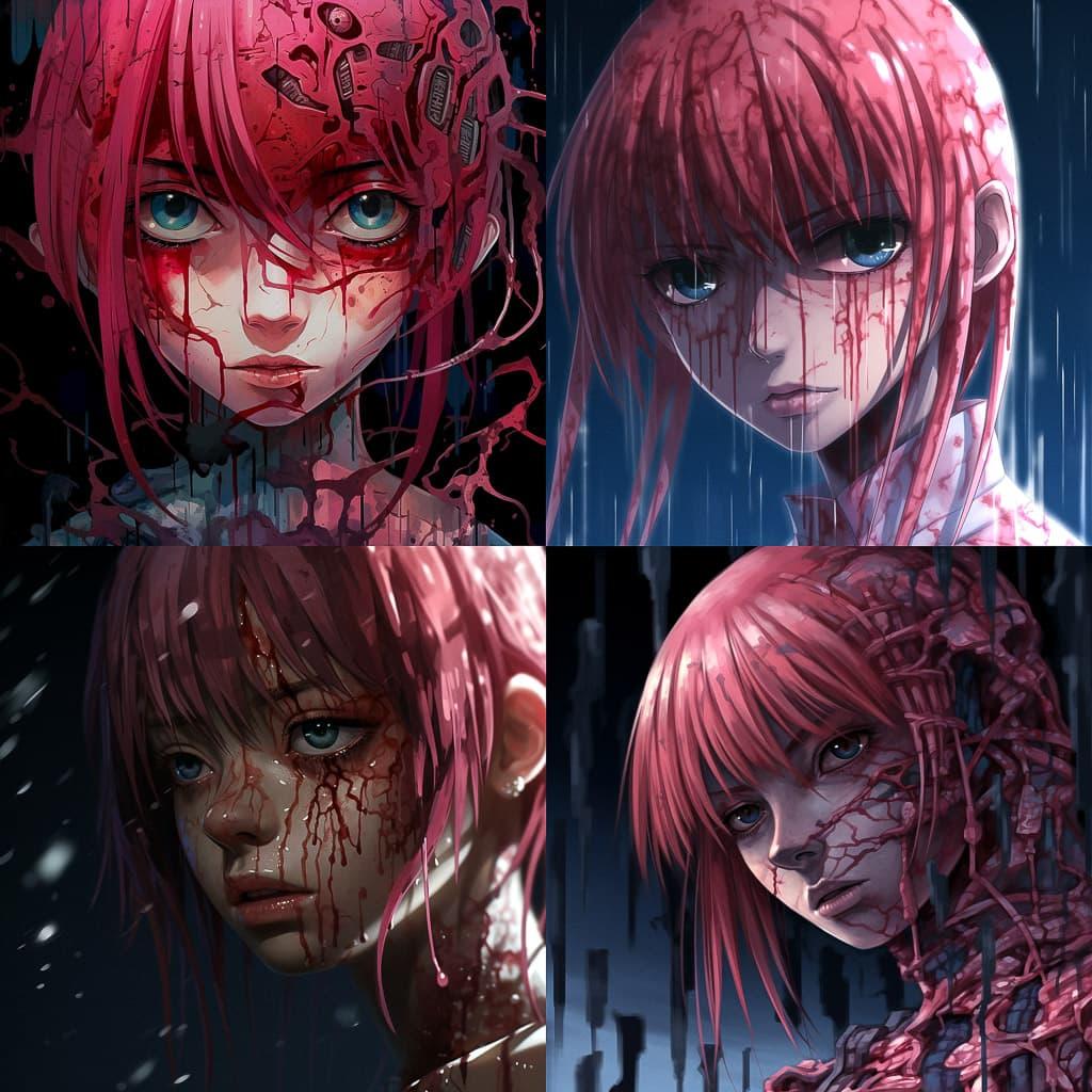 Elfen Lied style, Midjourney V5.2, render 1 of 4