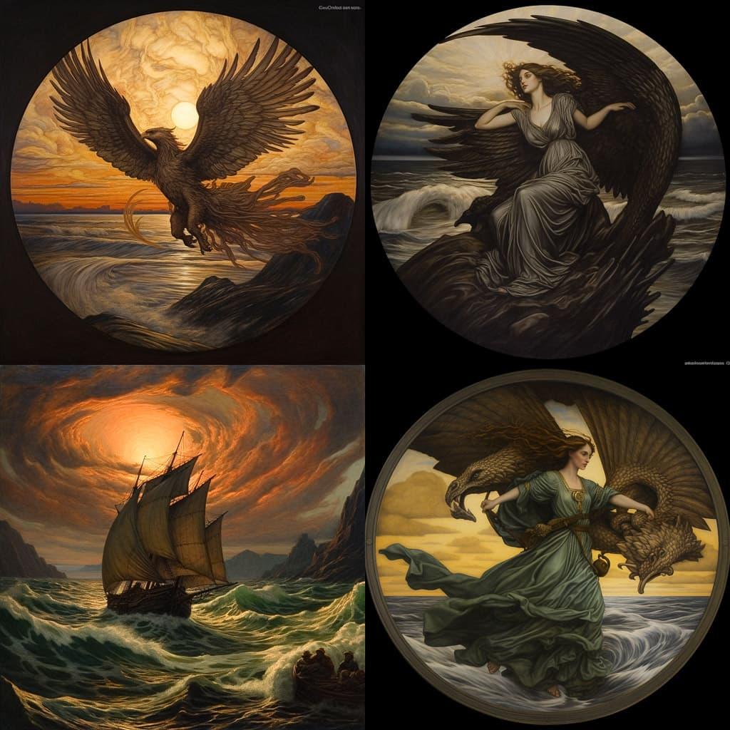 Elihu Vedder style, Midjourney V5.2, render 1 of 4