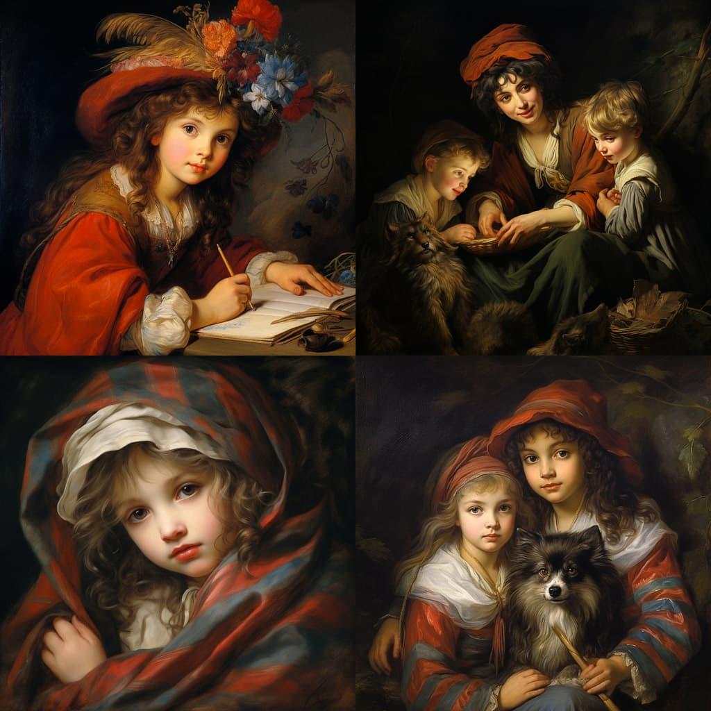 Elisabeth Vigee Le Brun style, Midjourney V5.2, render 1 of 4