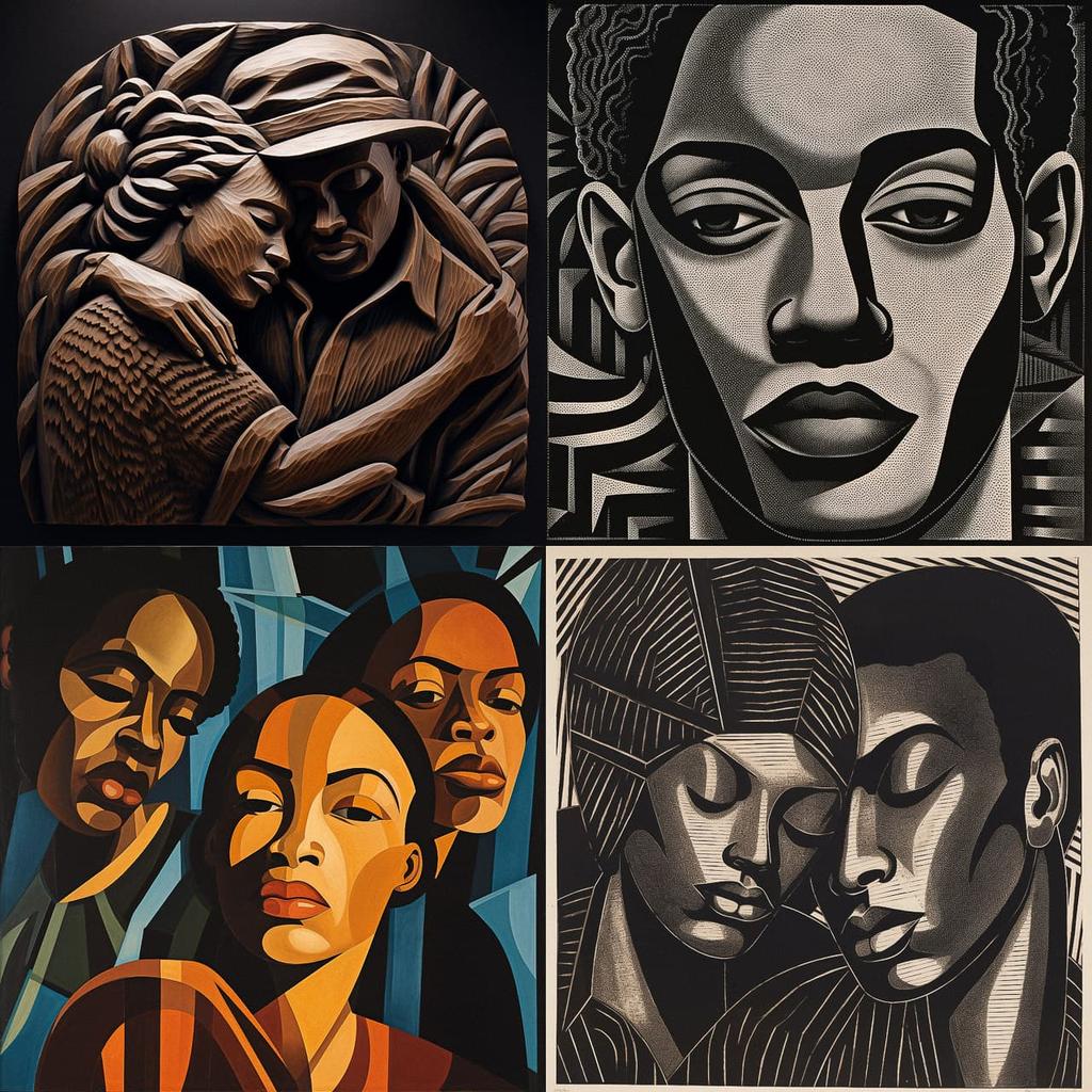 Elizabeth Catlett style, Midjourney V5.2, render 1 of 4