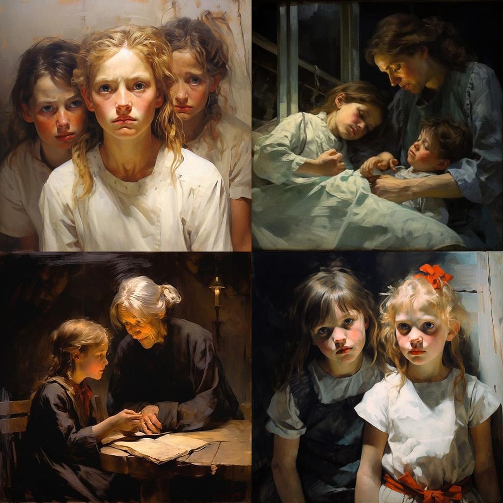 Elizabeth Nourse style, Midjourney V5.2, render 1 of 4