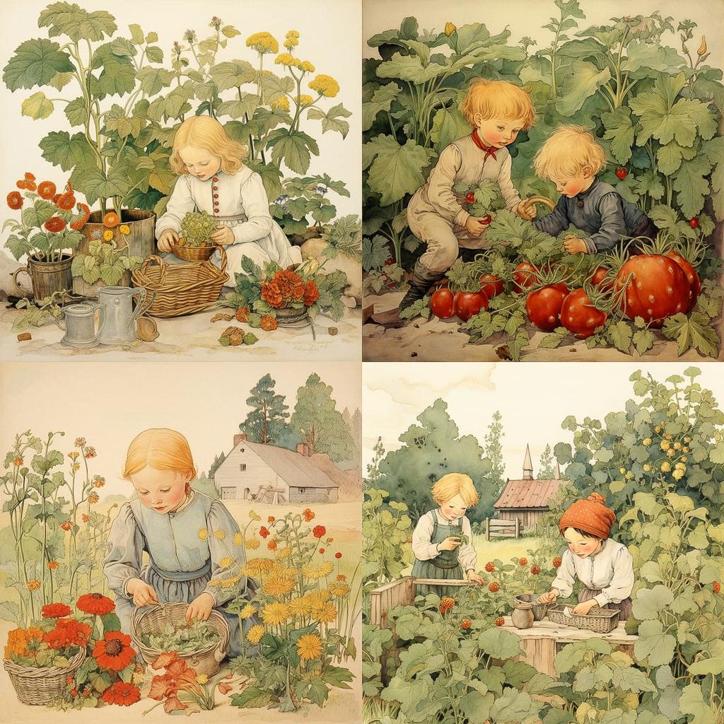 Elsa Beskow style, Midjourney V5.2, render 1 of 4