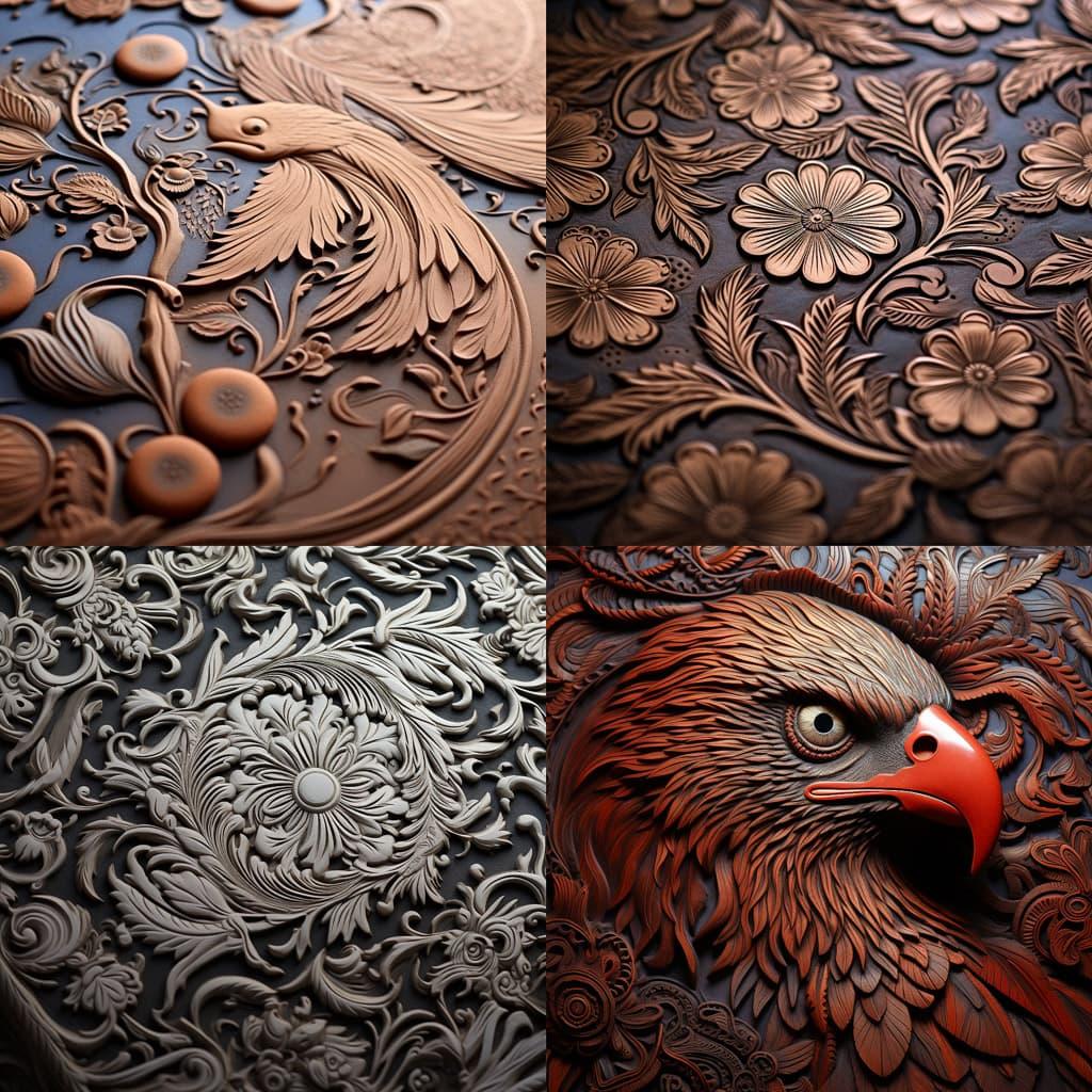 Embossing style, Midjourney V5.2, render 1 of 4