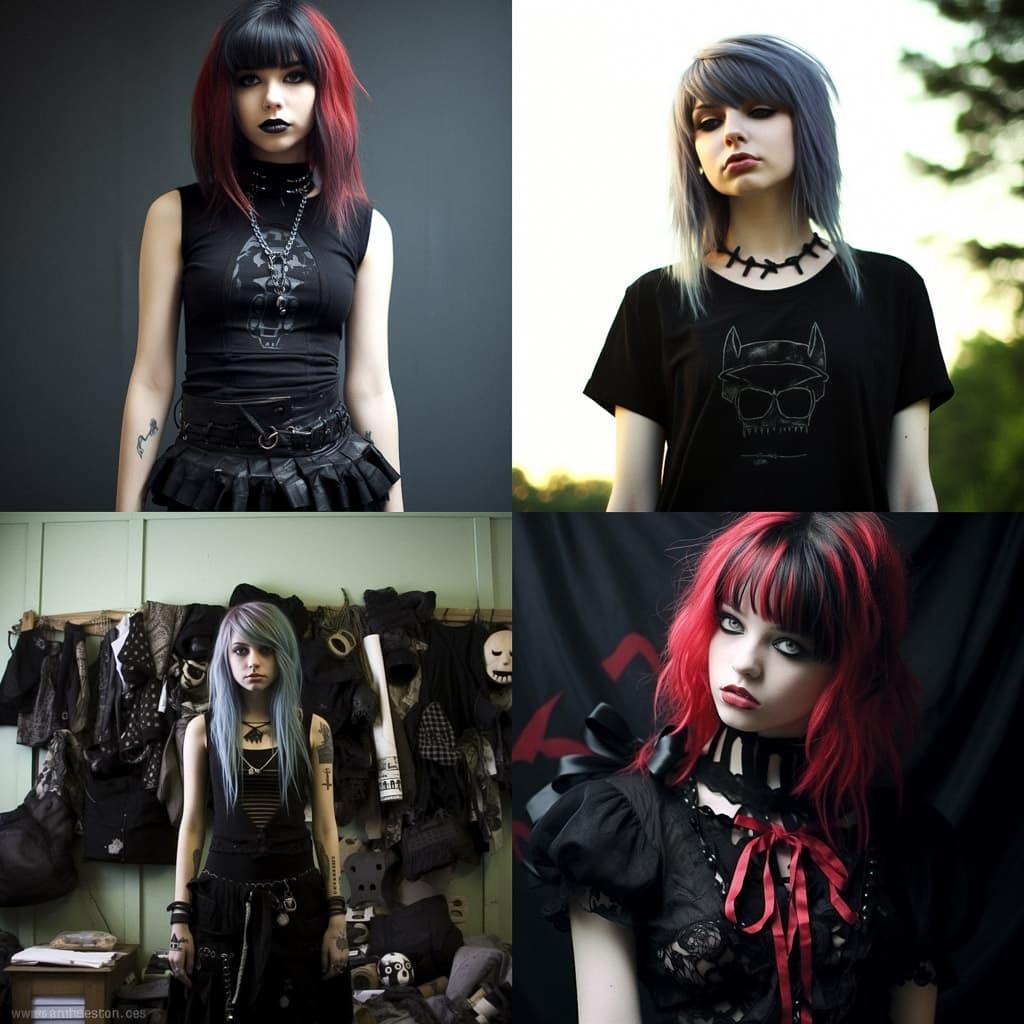 Emo fashion style, Midjourney V5.2, render 1 of 4