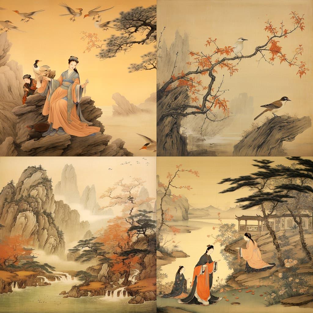 Emperor Huizong of Song style, Midjourney V5.2, render 1 of 4