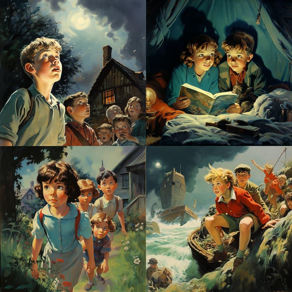 Enid Blyton style, Midjourney V5.2, render 1 of 4