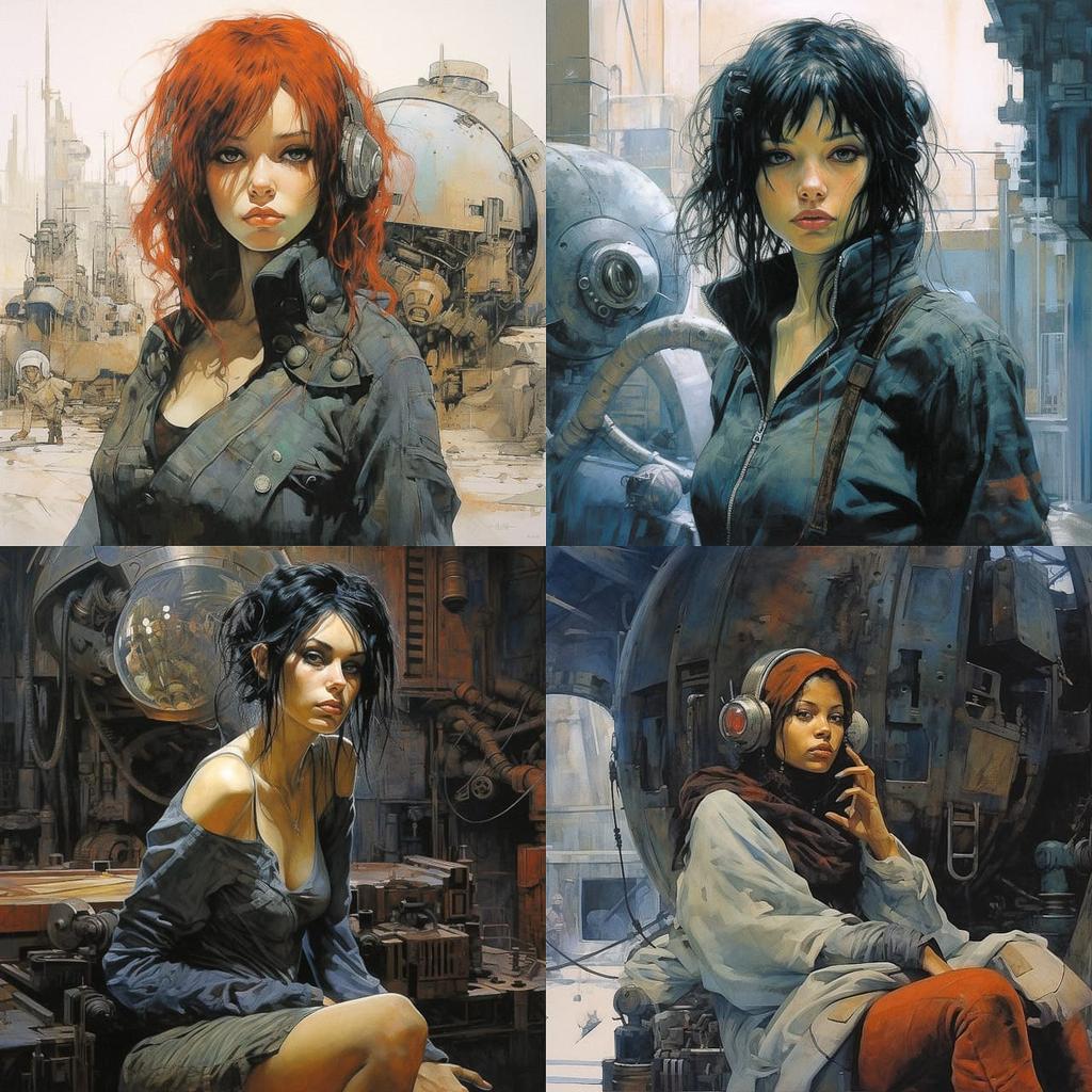 Enki Bilal style, Midjourney V5.2, render 1 of 4