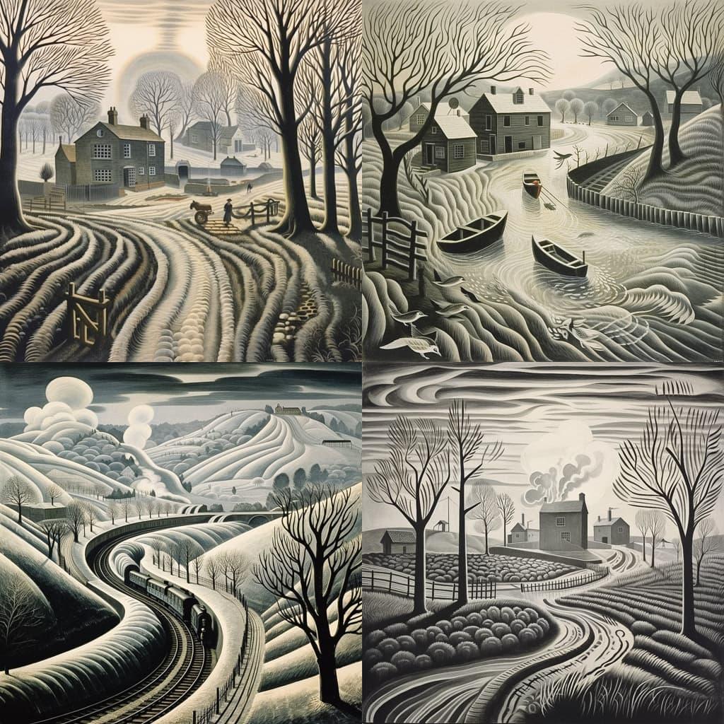Eric Ravilious style, Midjourney V5.2, render 1 of 4