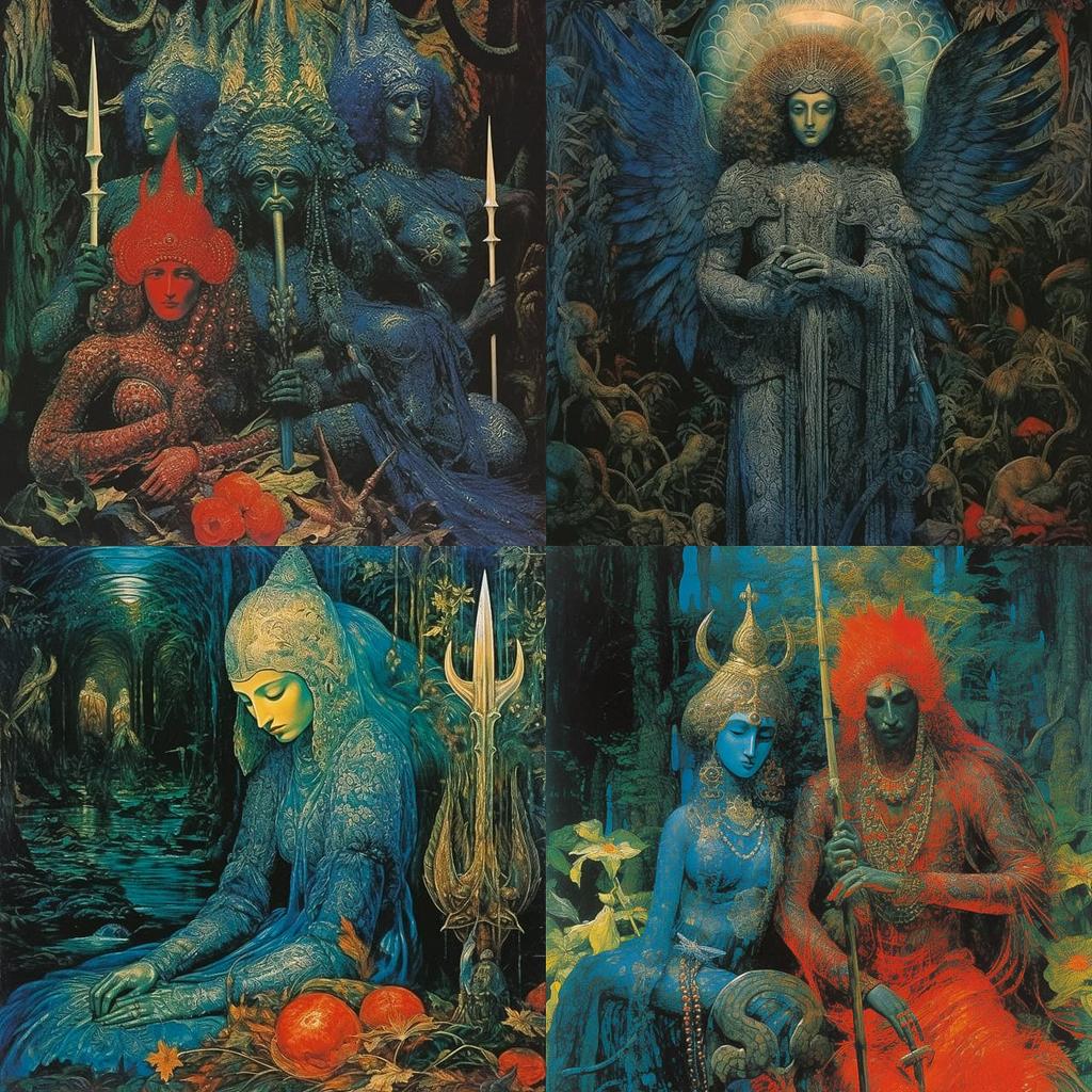 Ernst Fuchs style, Midjourney V5.2, render 1 of 4