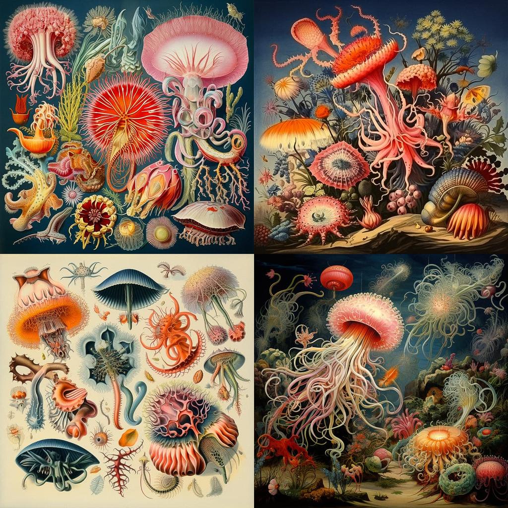 Ernst Haeckel style, Midjourney V5.2, render 1 of 4