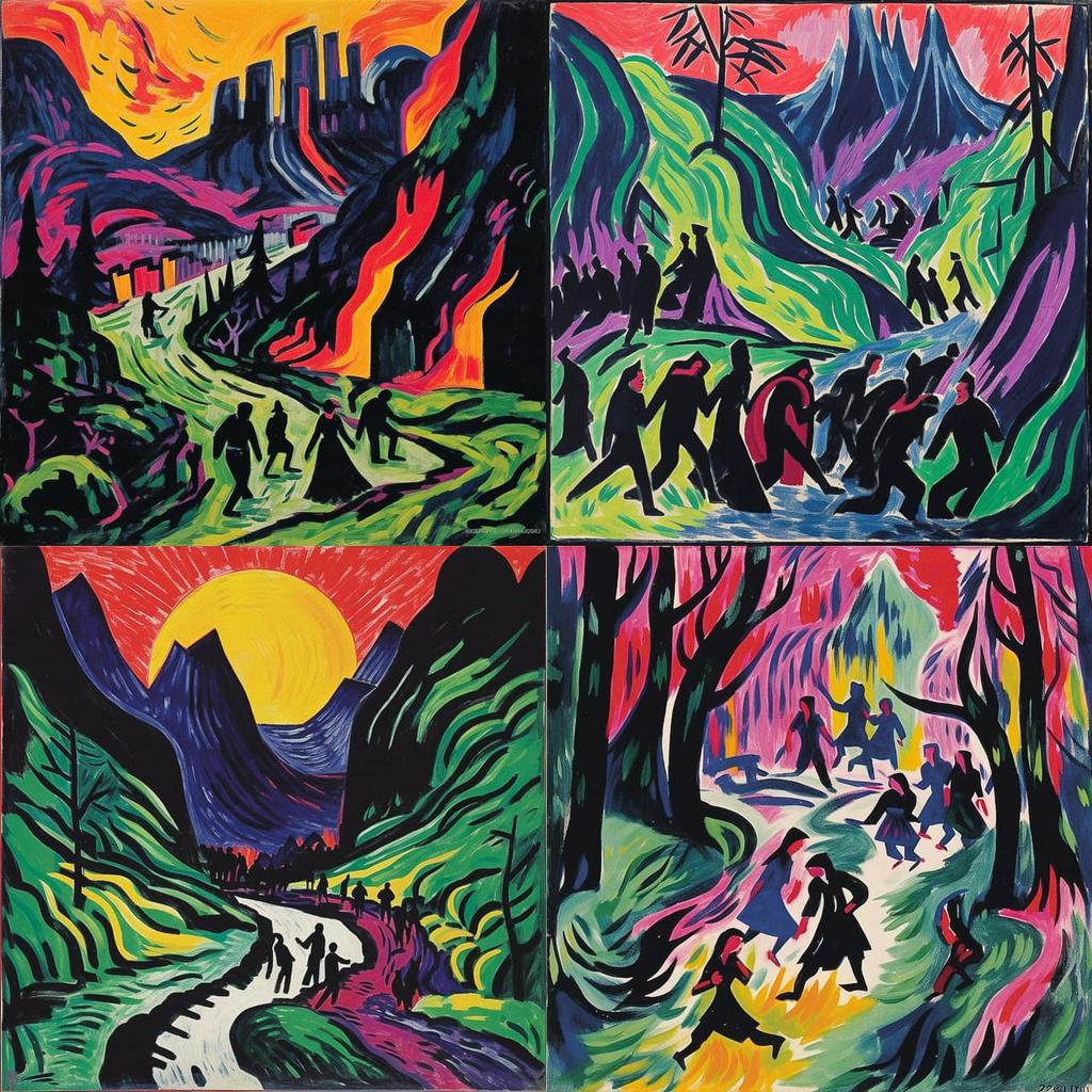 Ernst Ludwig Kirchner style, Midjourney V5.2, render 1 of 4