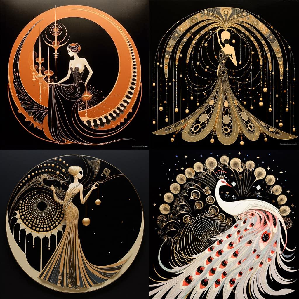Erte style, Midjourney V5.2, render 1 of 4