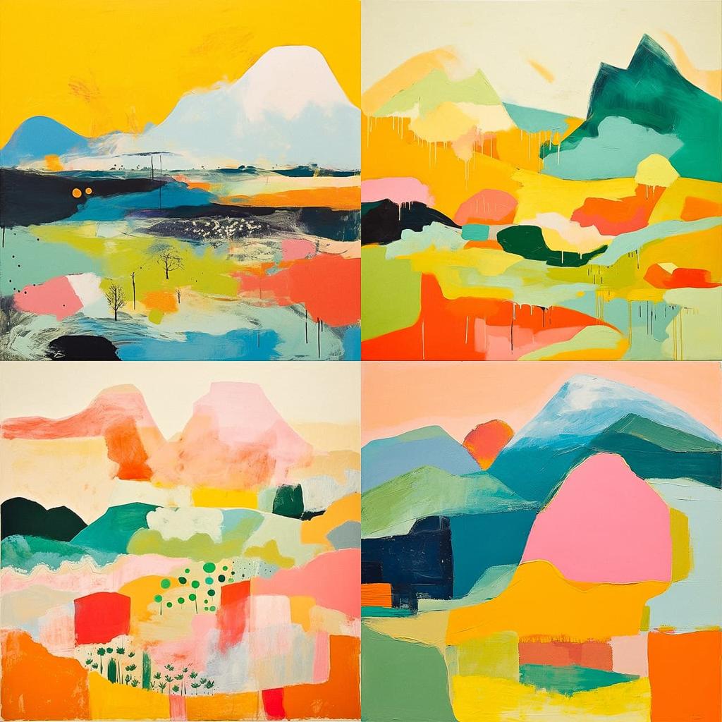 Etel Adnan style, Midjourney V5.2, render 1 of 4