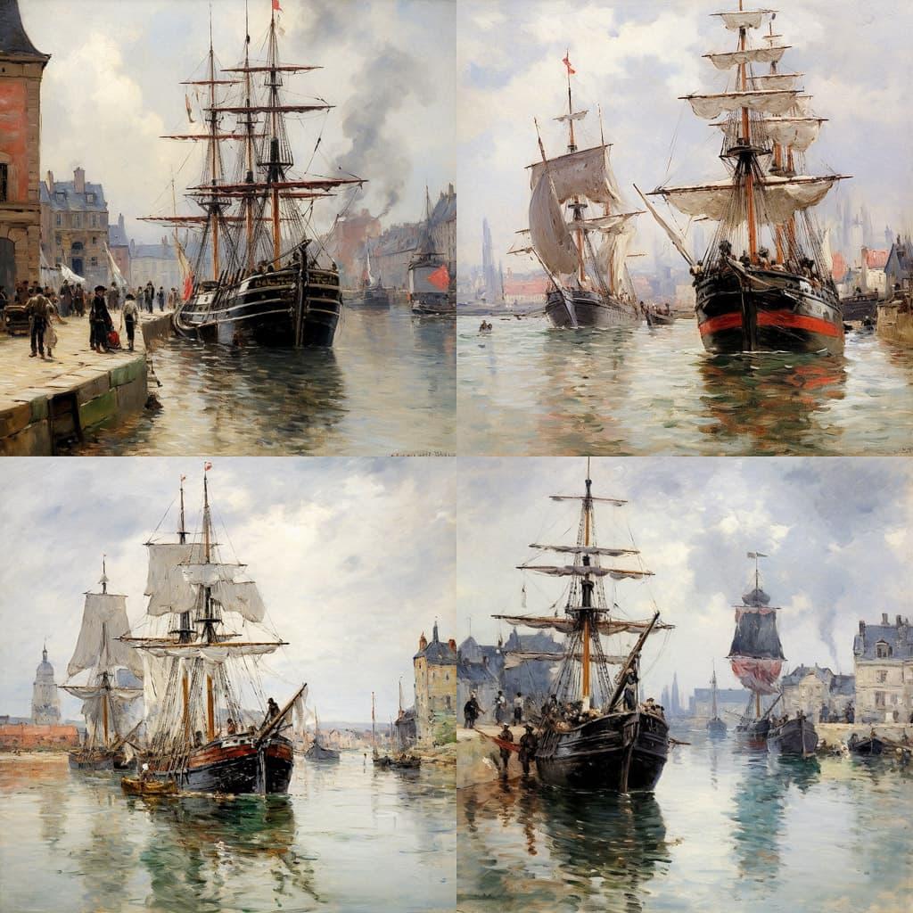 Eugene Boudin style, Midjourney V5.2, render 1 of 4