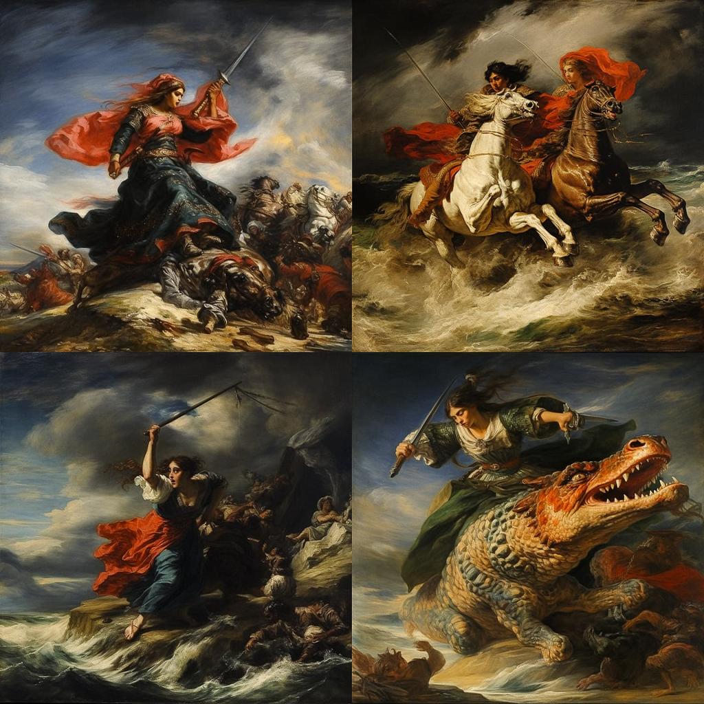 Eugene Delacroix style, Midjourney V5.2, render 1 of 4