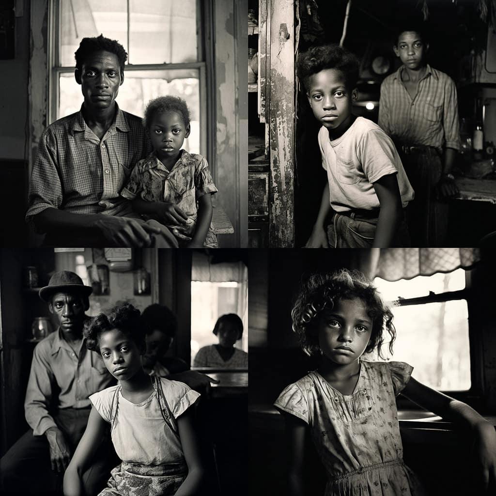 Eugene Richards style, Midjourney V5.2, render 1 of 4
