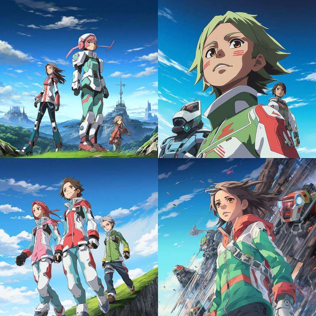 Eureka Seven style, Midjourney V5.2, render 1 of 4