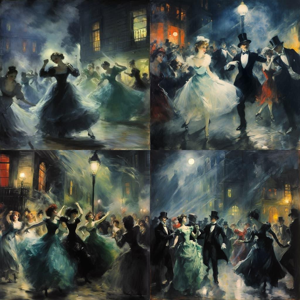 Everett Shinn style, Midjourney V5.2, render 1 of 4