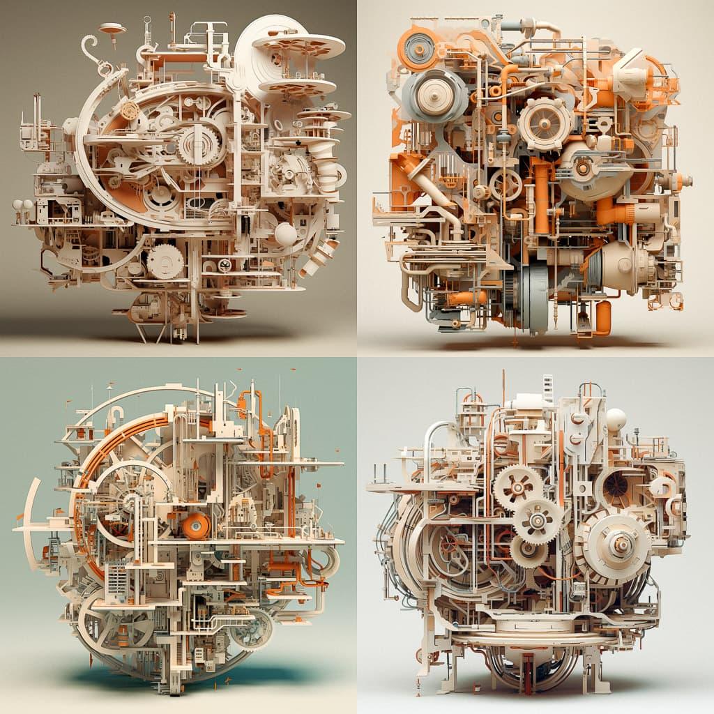 Exploded assembly style, Midjourney V5.2, render 1 of 4