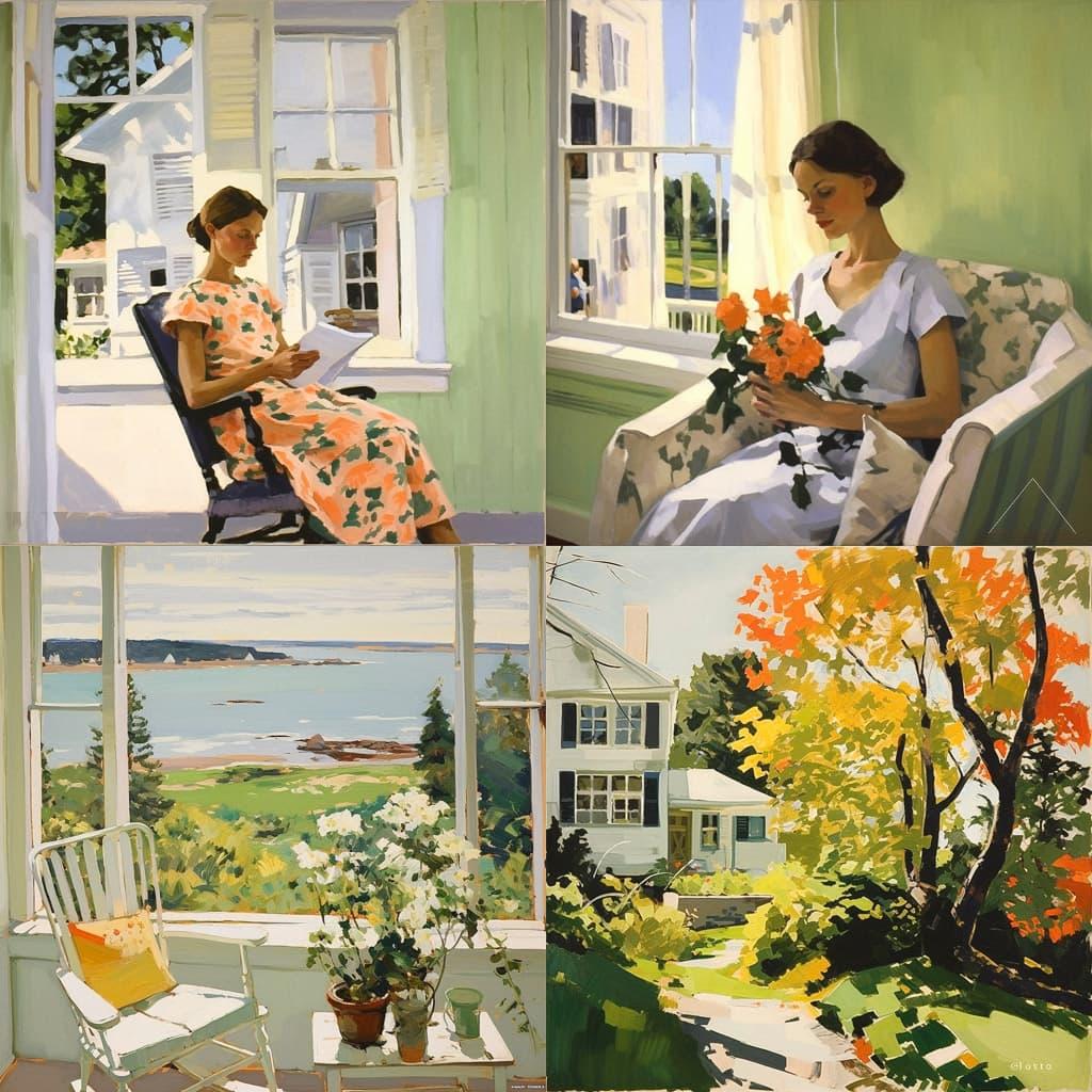 Fairfield Porter style, Midjourney V5.2, render 1 of 4