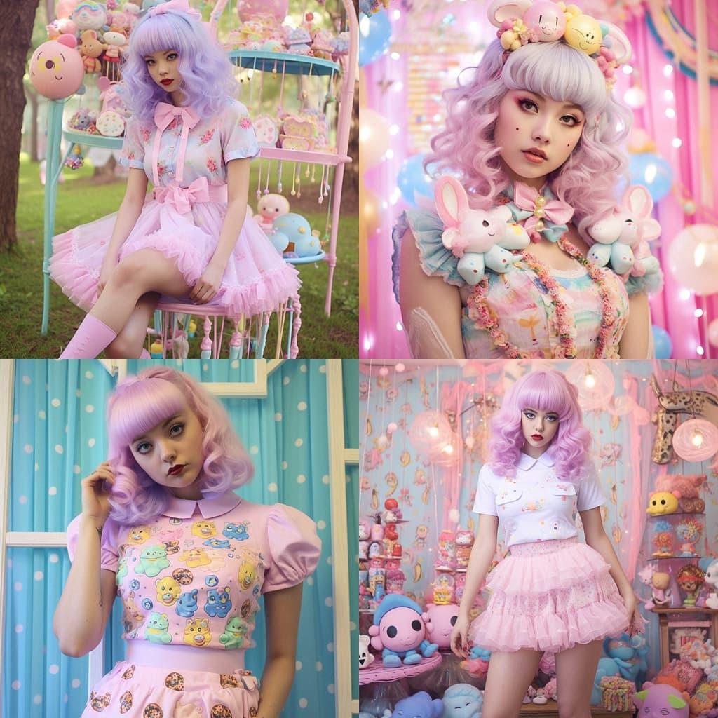 Fairy Kei fashion style, Midjourney V5.2, render 1 of 4