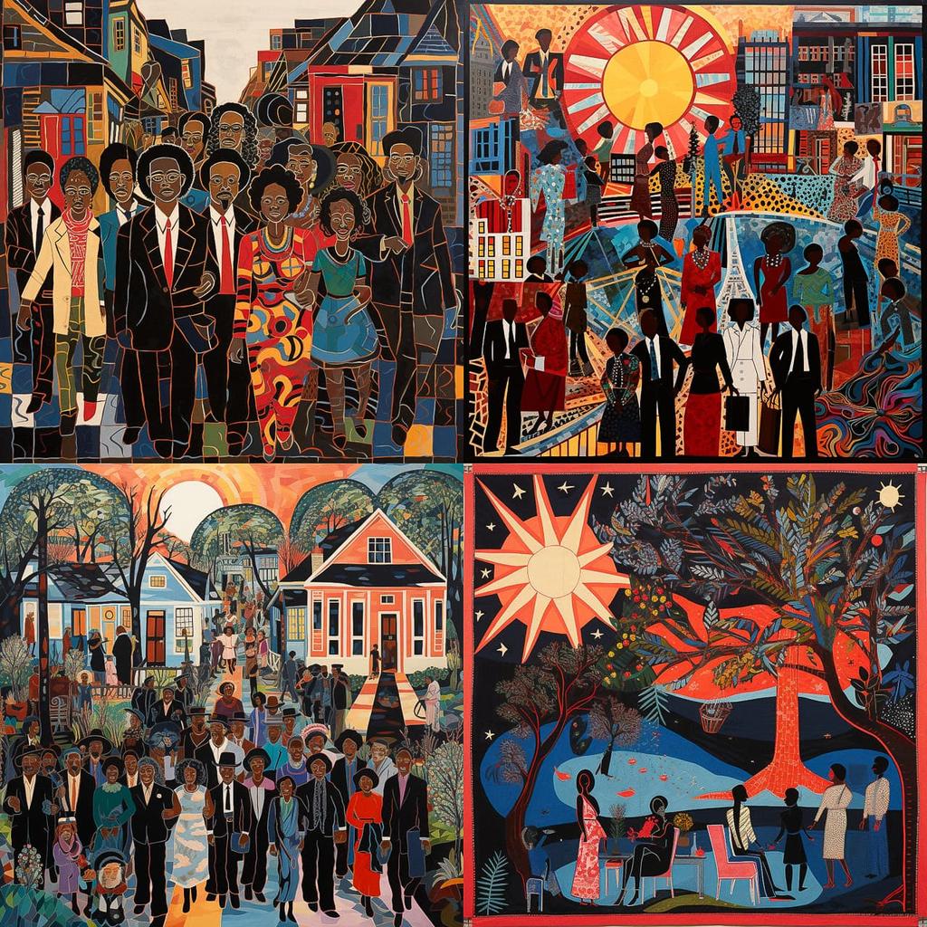 Faith Ringgold style, Midjourney V5.2, render 1 of 4