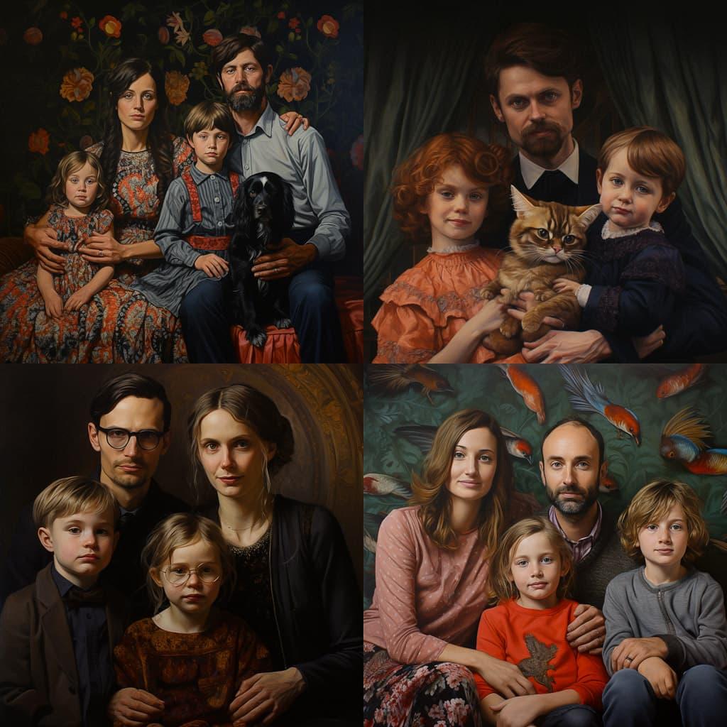 Family portrait style, Midjourney V5.2, render 1 of 4