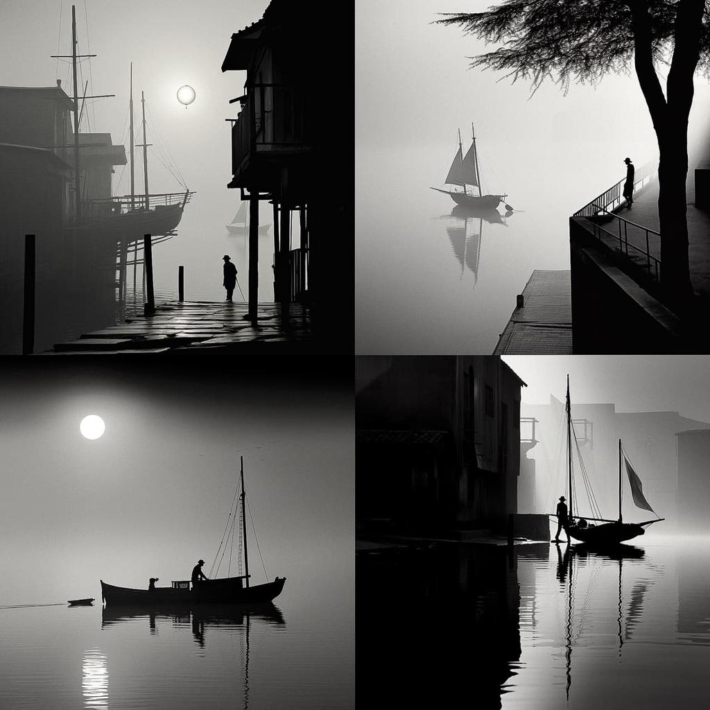 Fan Ho style, Midjourney V5.2, render 1 of 4