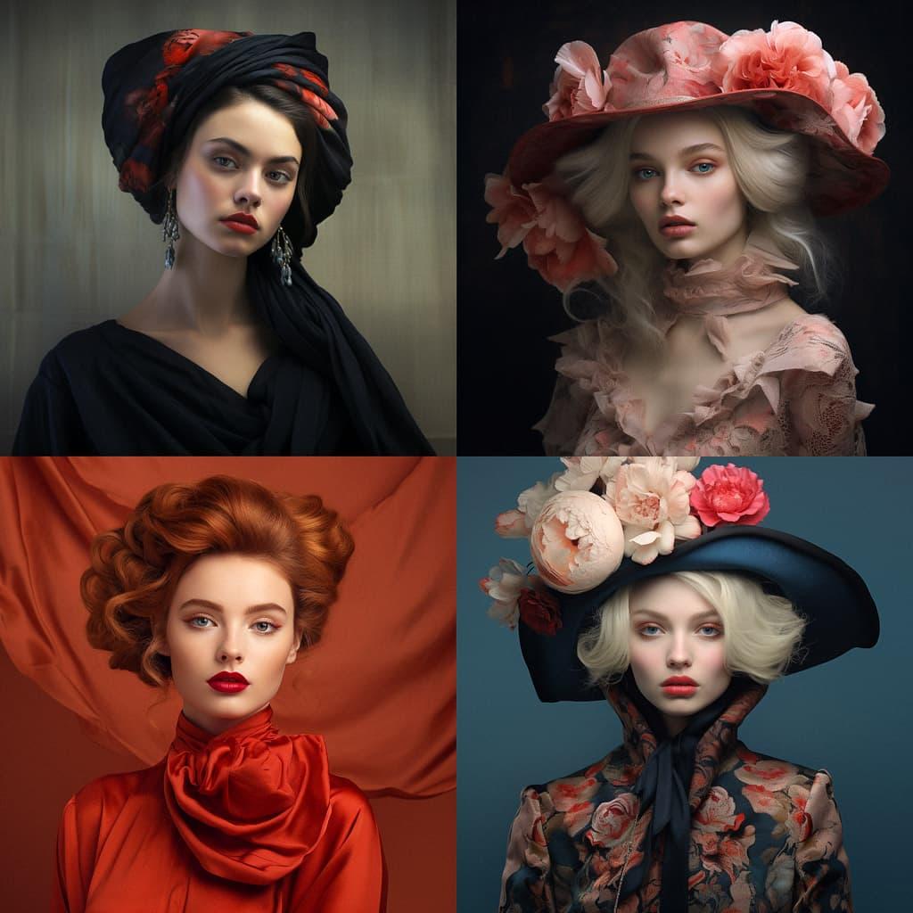Fashion portrait style, Midjourney V5.2, render 1 of 4