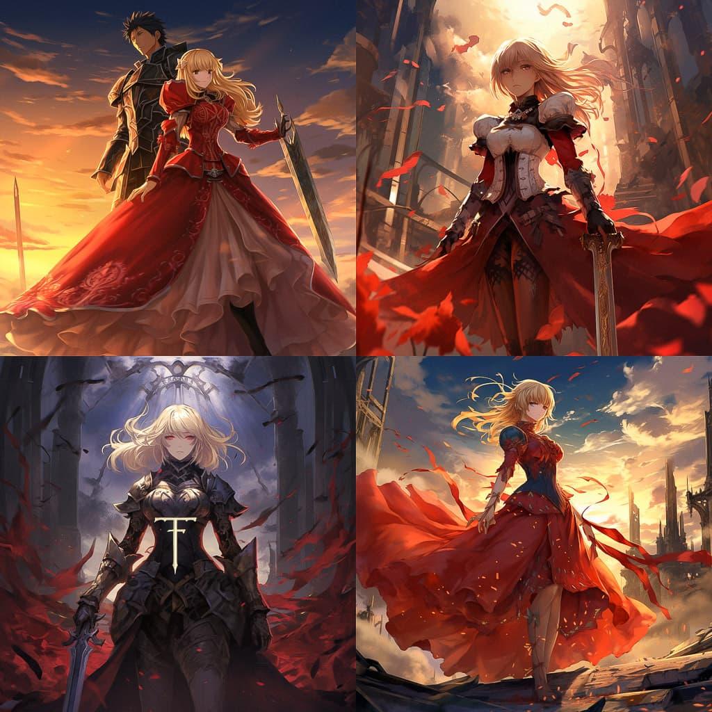 Fate style, Midjourney V5.2, render 1 of 4